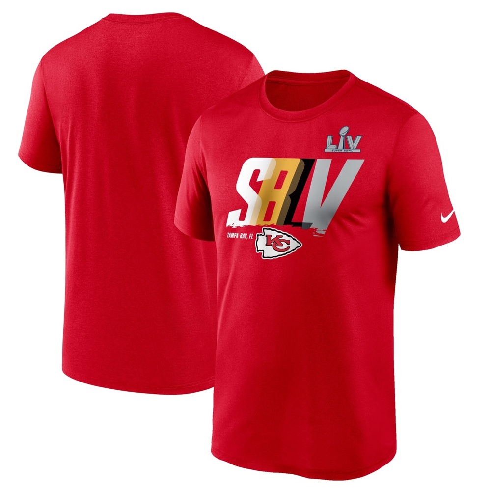 Men's Kansas City Chiefs Nike Red Super Bowl LV Bound Lockup Logo T-Shirt Large